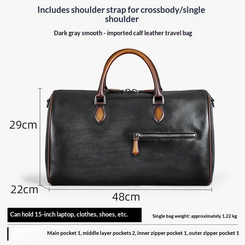 Oreste Leather Weekender Travel Bag for Men
