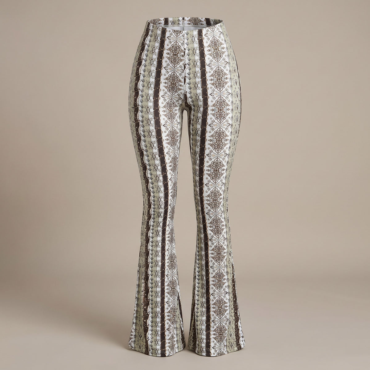 Serena flare pants, White Tribal, front