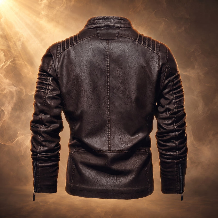 Umberto Plush-Lined Leather Moto Jacket for Men