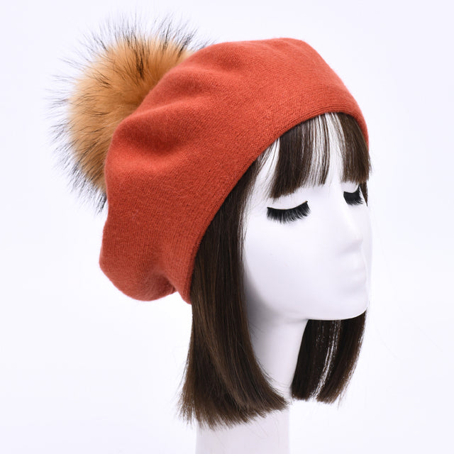 Mariella Wool Pom Pom Beret for Women