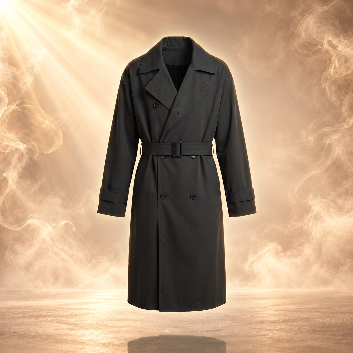 Lorenzo trench coat, Black, front view