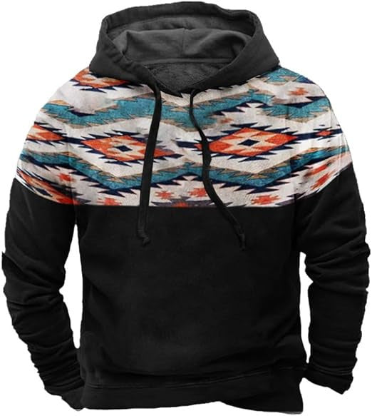 Pascal Western Aztec Graphic Pullover Hoodie for Men