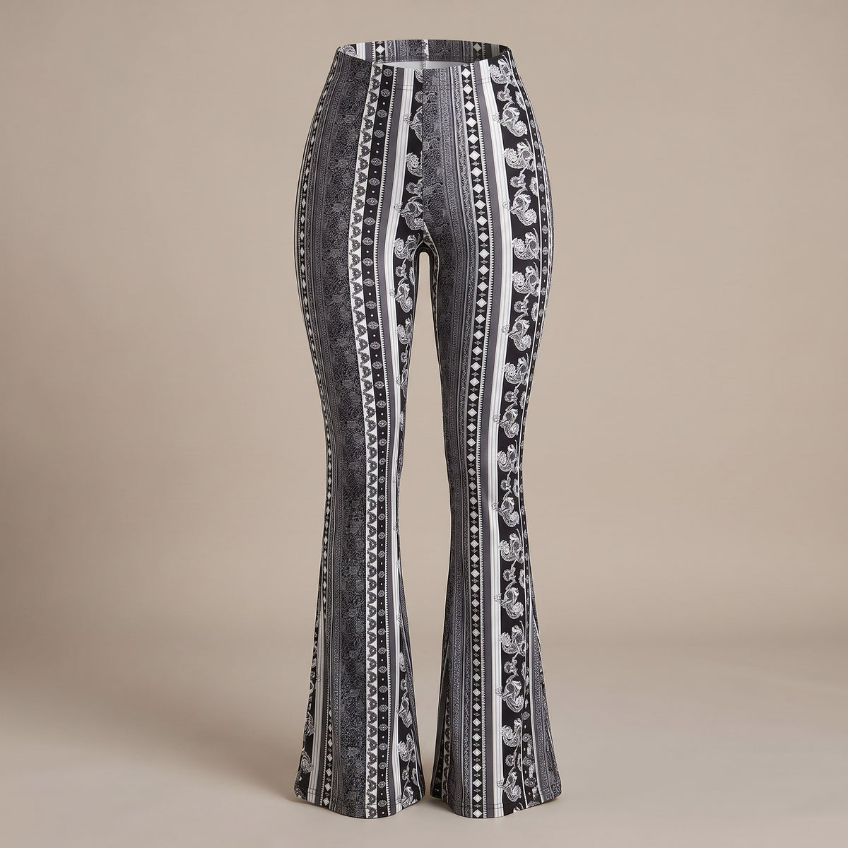 Serena flare pants, Black Tribal, front