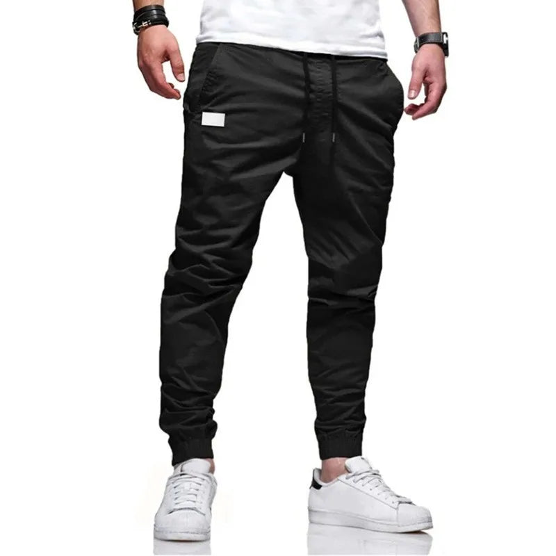 Raimondo Slim Drawstring Jogger Pants for Men - Black