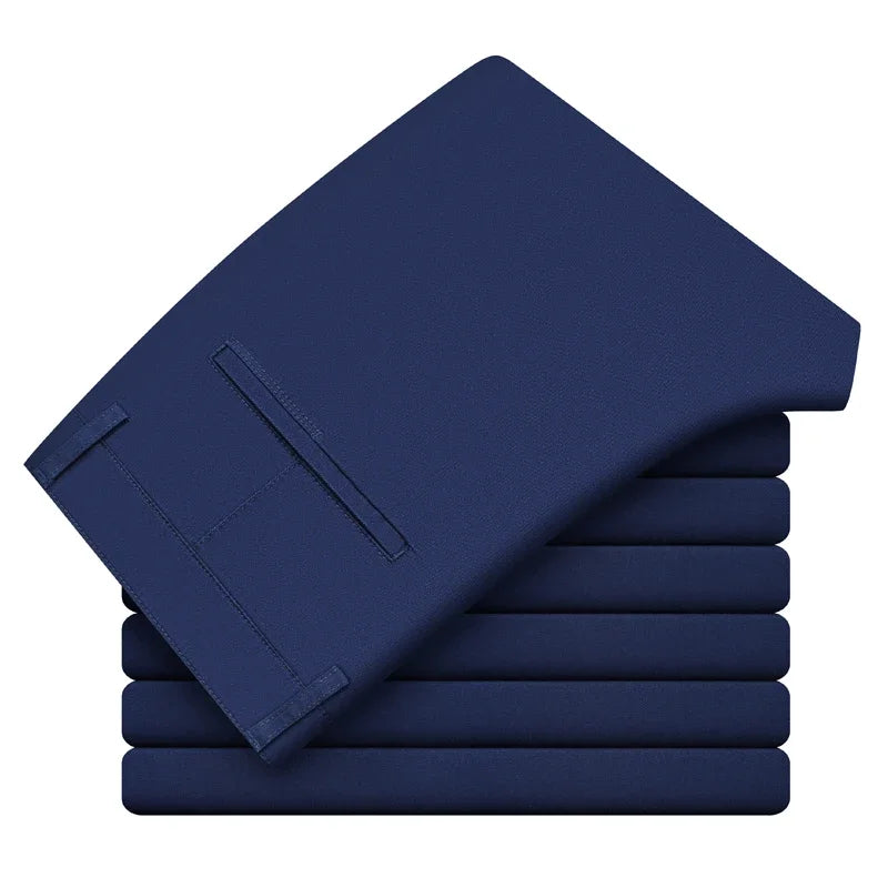Luciano Stretch Cotton Slim Straight Chino Pants for Men - Navy Blue
