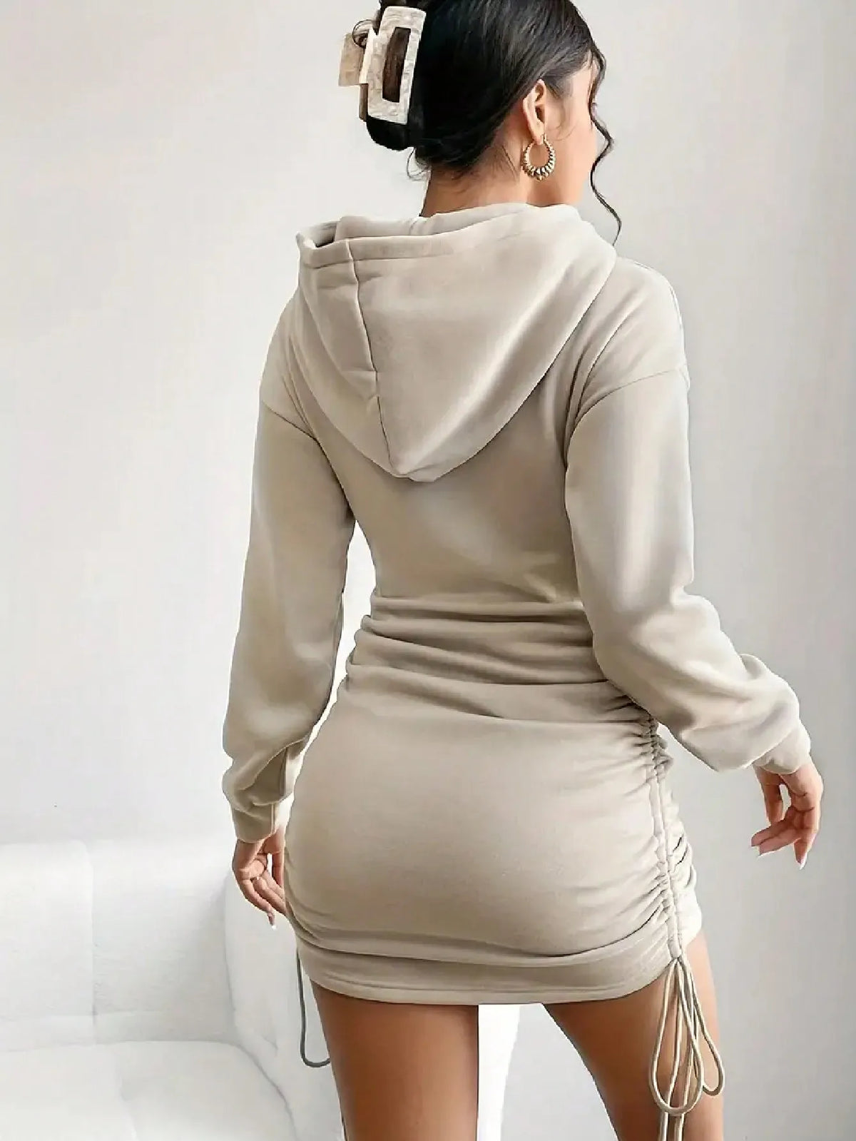 Vittoria Ruched Graphic Hoodie Dress for Women - alternate view