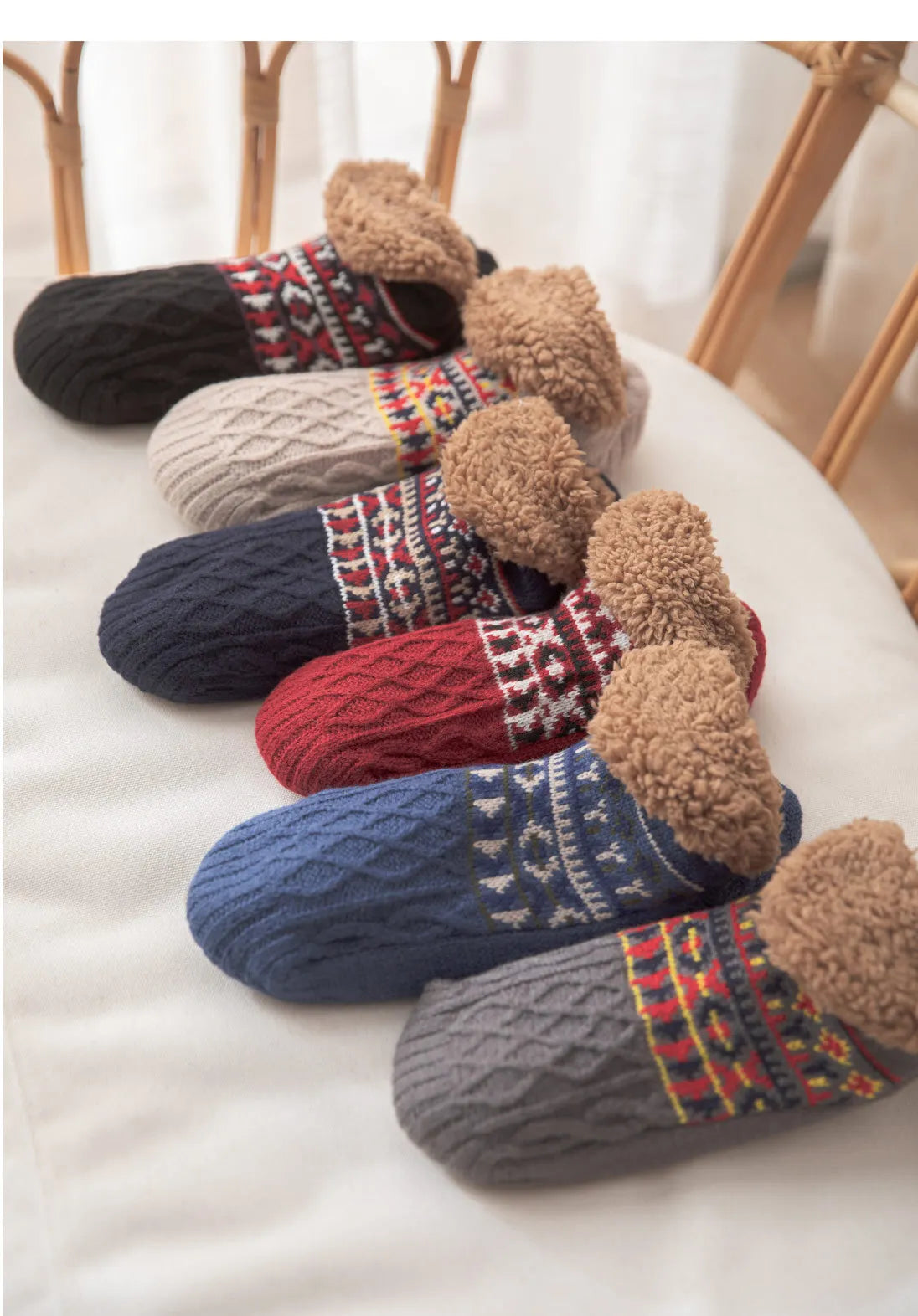 Celeste Fleece Lined Non-Slip Slipper Socks for Women and Men