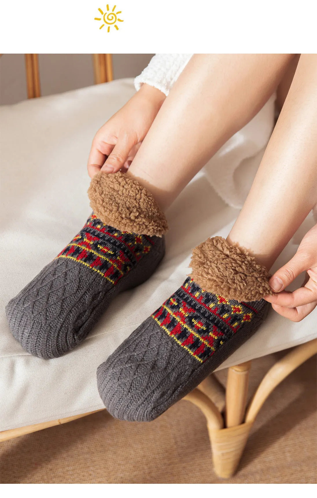 Celeste Fleece Lined Non-Slip Slipper Socks for Women and Men