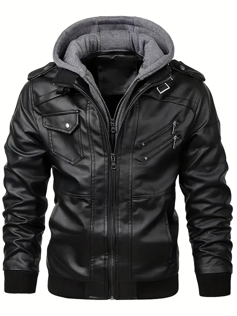 Federico Hooded Leather Moto Jacket for Men