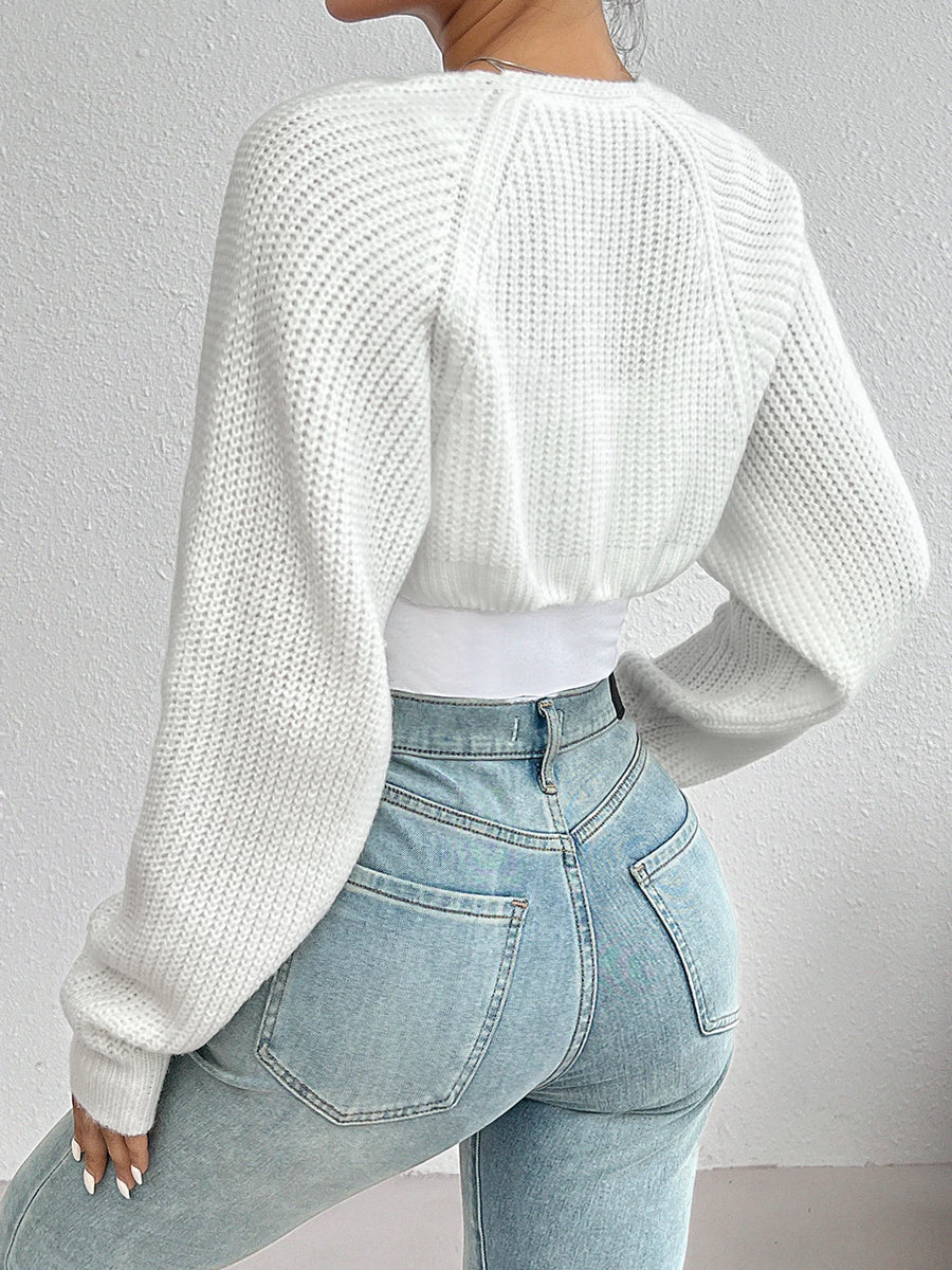 Fleur Cropped Ribbed Knit Shrug Cardigan