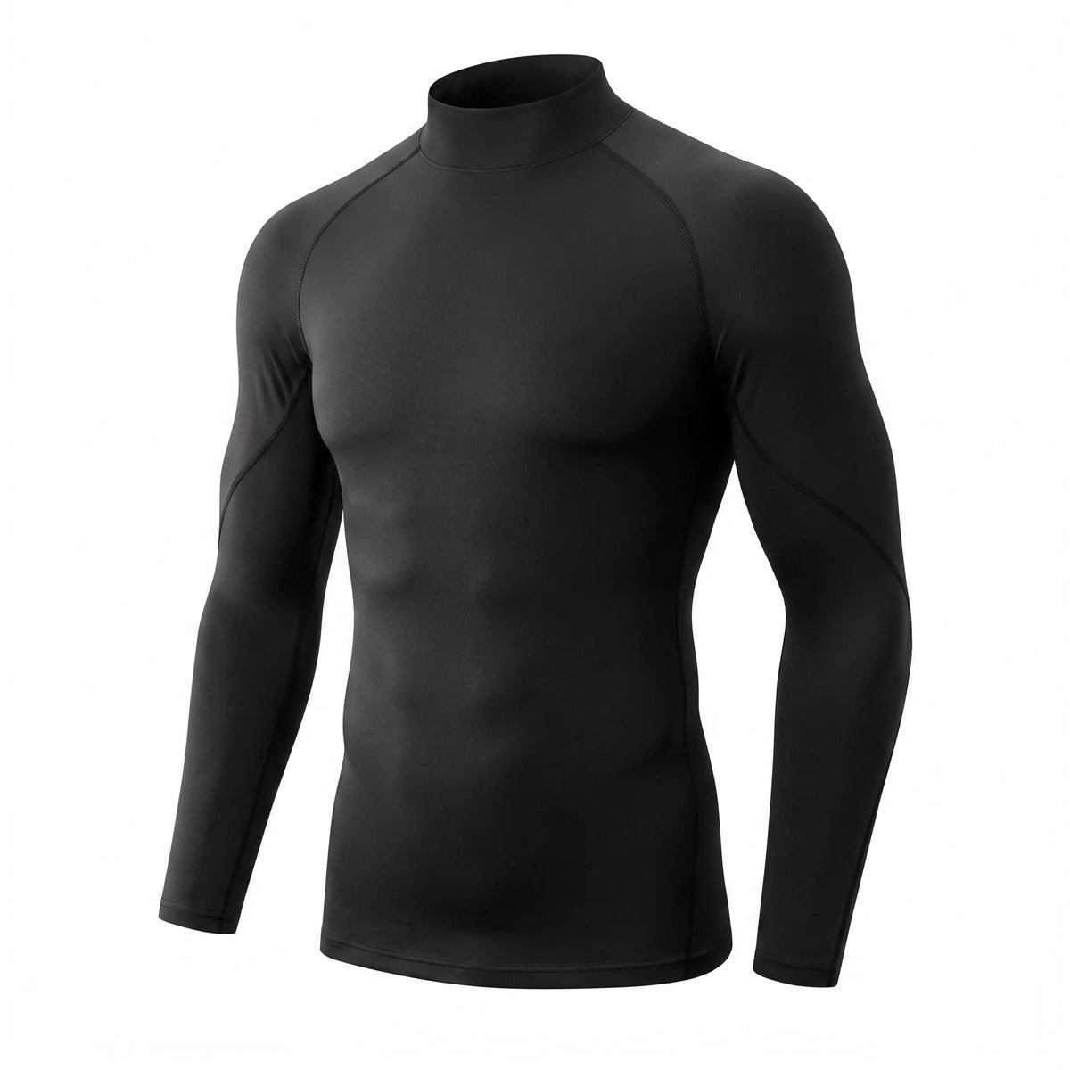 Men's mock neck compression long sleeve top in black