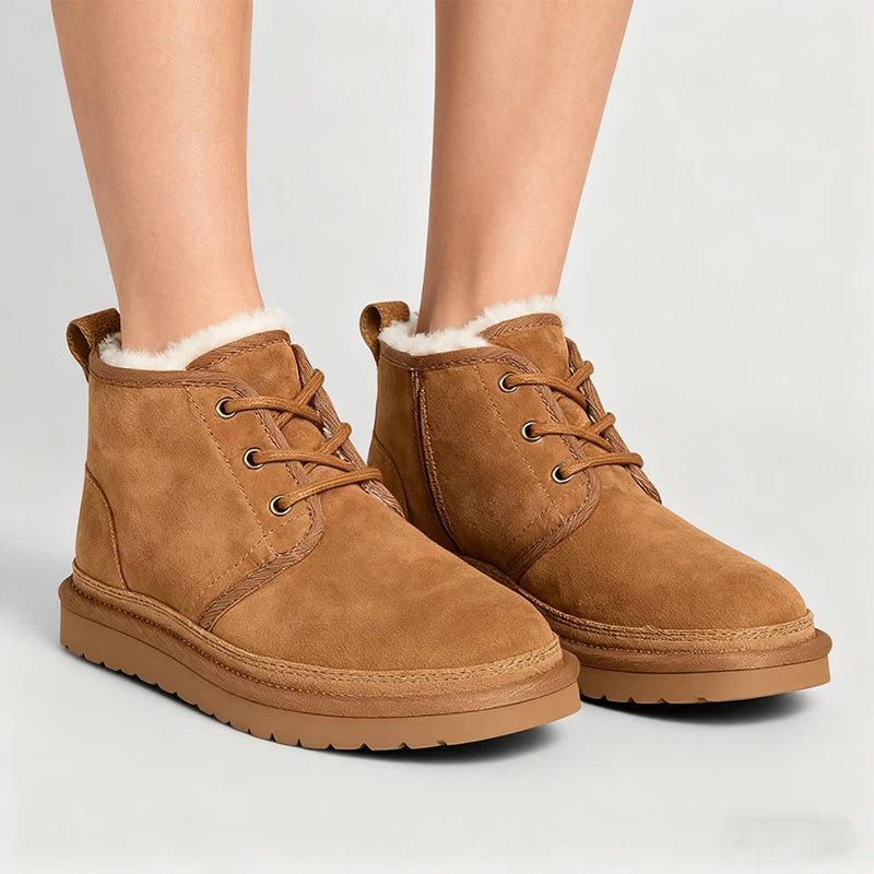Clementine Suede Plush Lined Lace Up Ankle Boots
