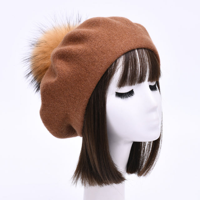 Mariella Wool Pom Pom Beret for Women