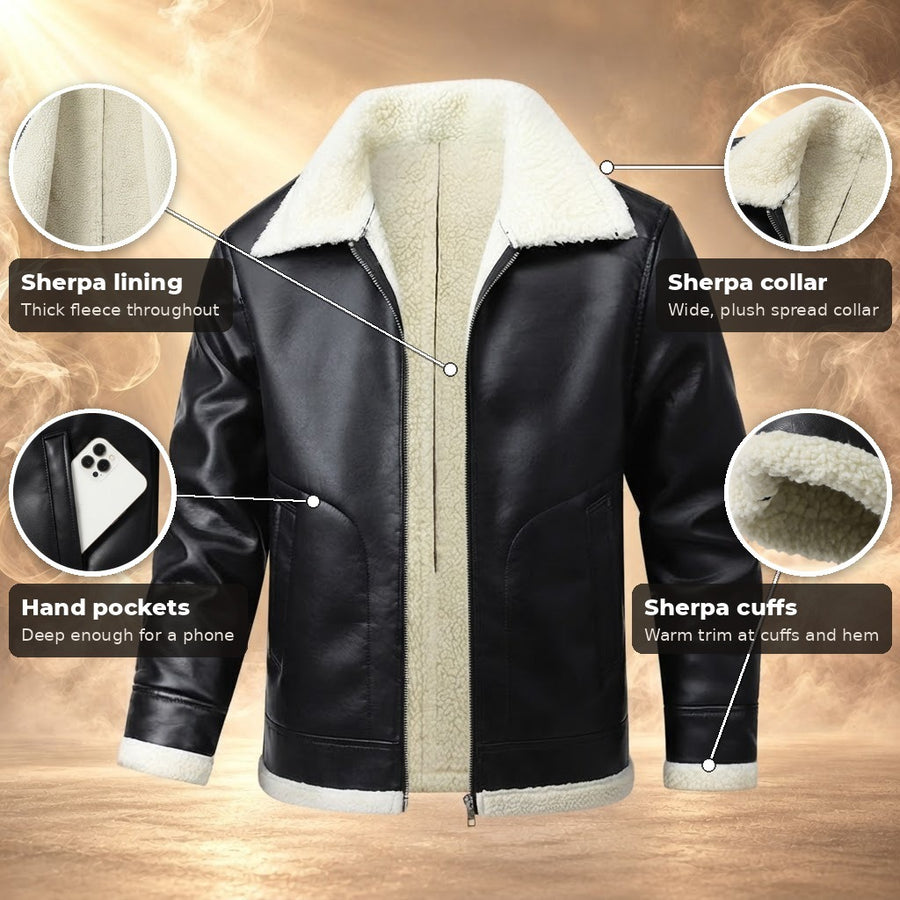 Emanuele Sherpa Lined Leather Aviator Jacket for Men