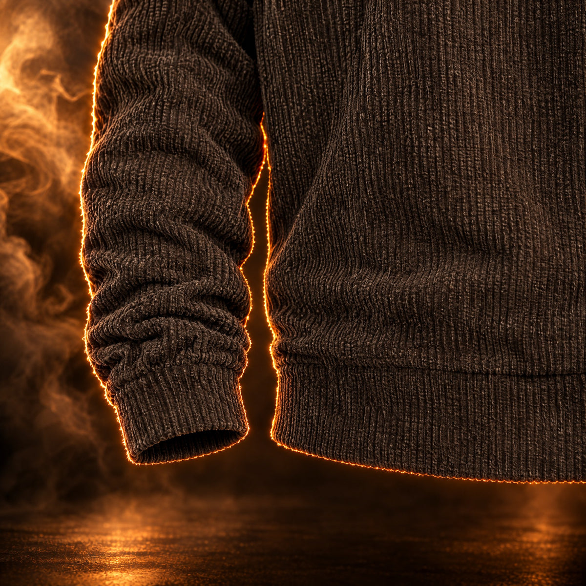 Ambrose Elbow Patch Corduroy Pullover Sweater for Men - Ribbed to the cuff.