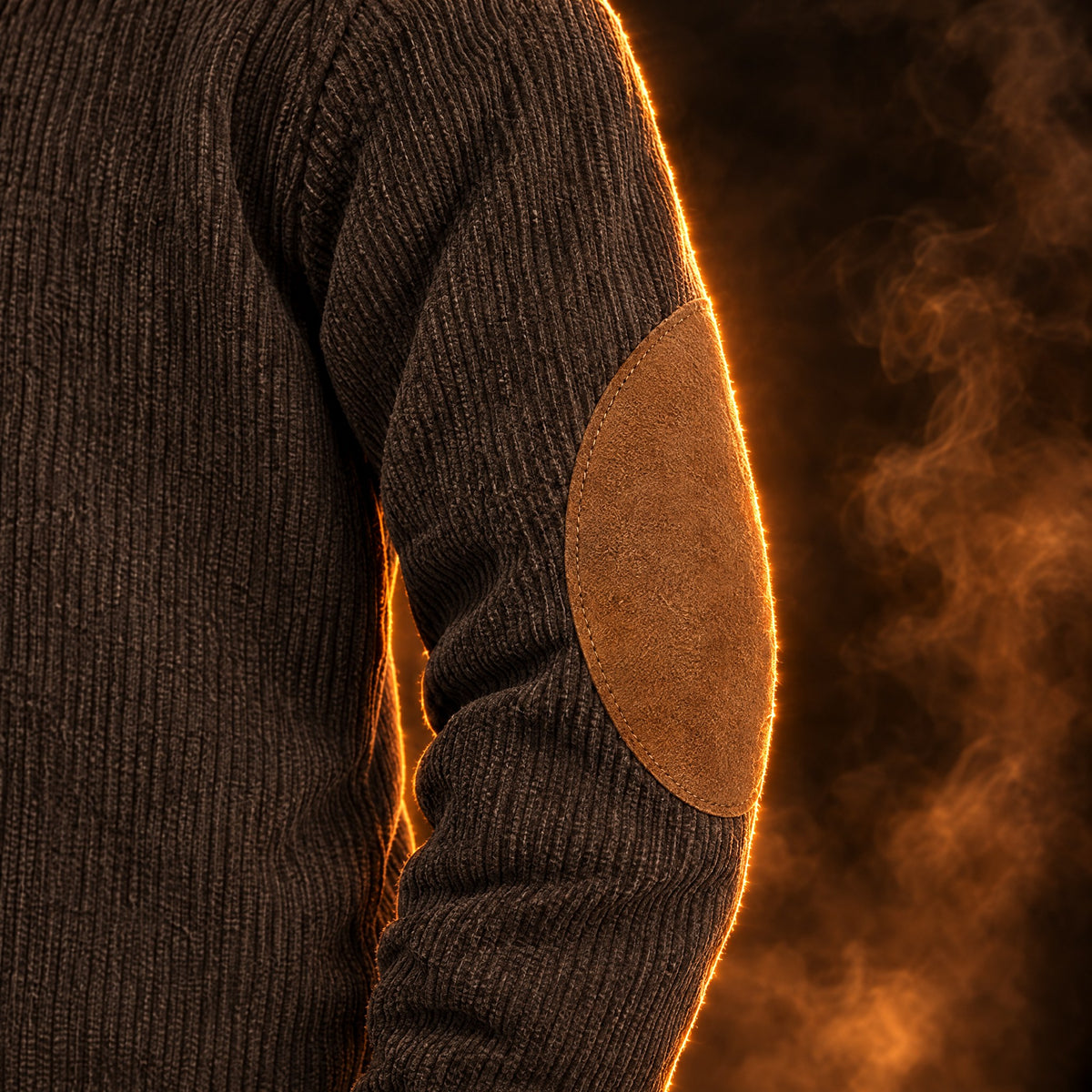 Ambrose Elbow Patch Corduroy Pullover Sweater for Men - Patched in suede-look.