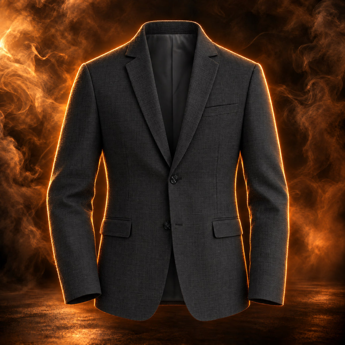 Armand slim fit two button blazer for men in black, front view