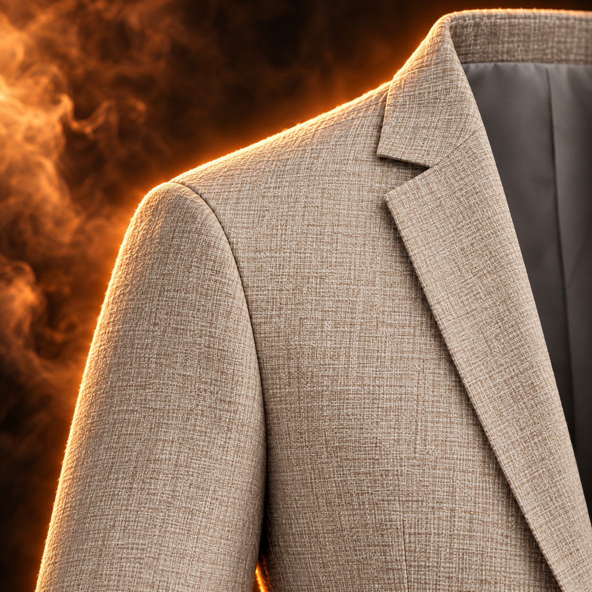 Armand blazer close-up of the shoulder and textured weave