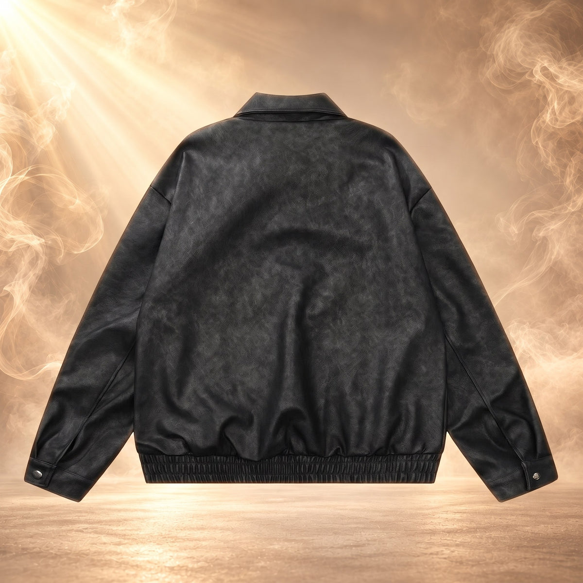 Arturo faux leather zip-up jacket, Black, back