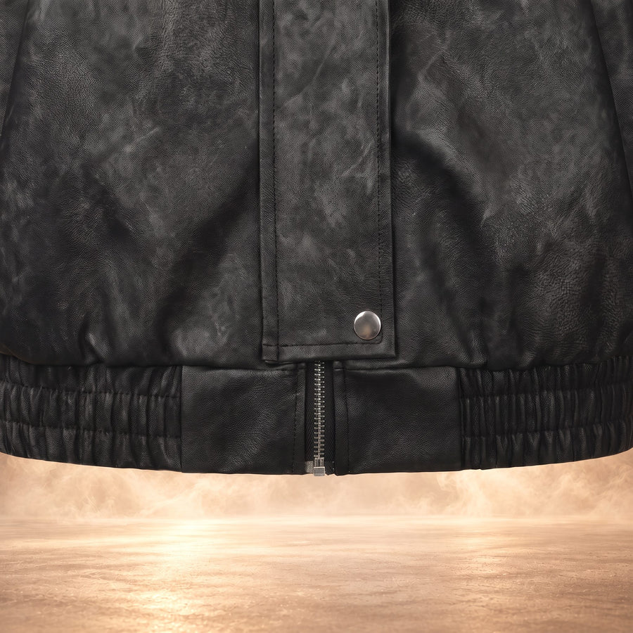 Arturo Distressed Leather Zip-Up Jacket for Men