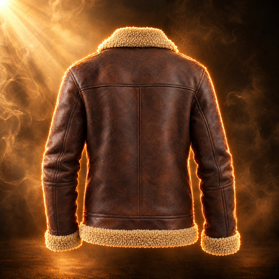 Augustin Shearling Aviator Jacket for Men, Fur Lined Flight Jacket