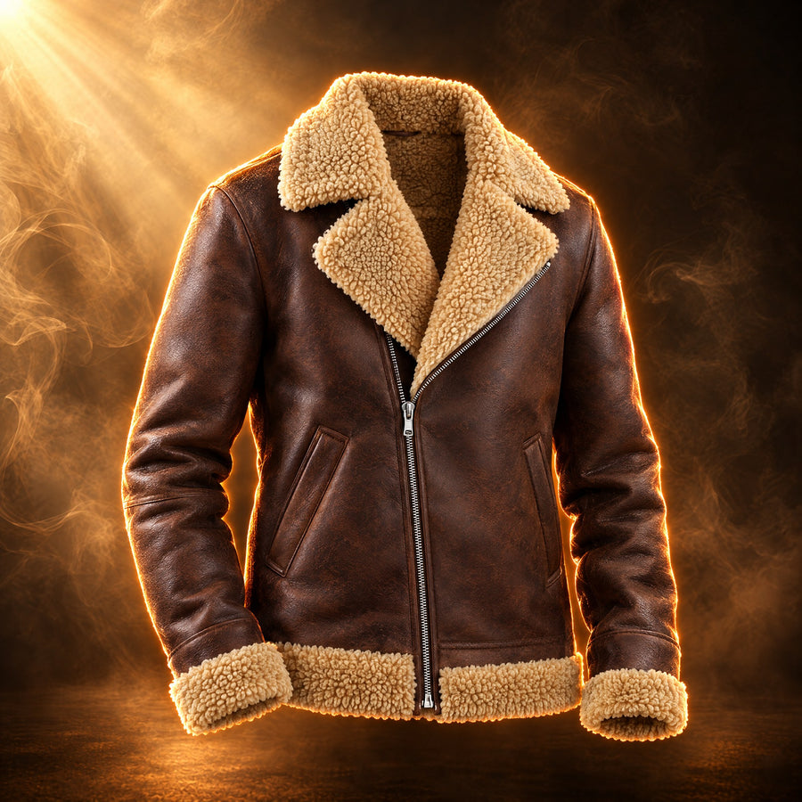 Augustin Shearling Aviator Jacket for Men, Fur Lined Flight Jacket