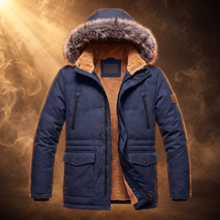 Aurelio Fur Hood Fleece-Lined Padded Parka for Men