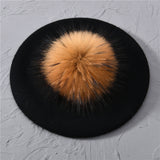Black with Natural Pom