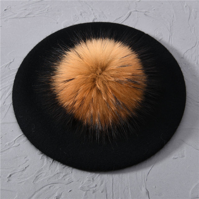 Mariella Wool Pom Pom Beret for Women