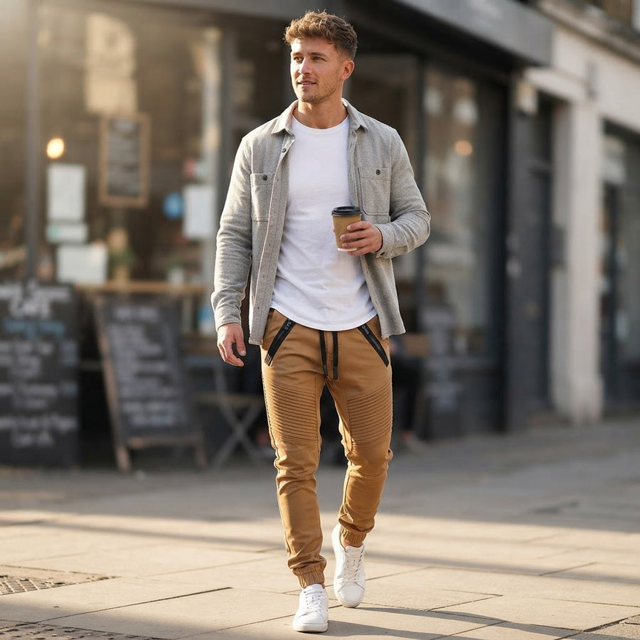 Cirino Drawstring Zip Pocket Jogger Pants for Men