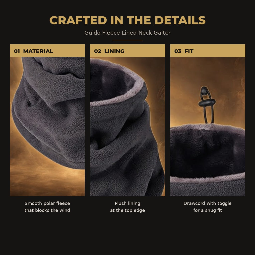 Guido neck gaiter crafted in the details: fleece, lining and drawcord
