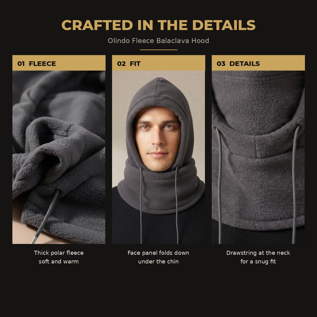 Olindo Fleece Balaclava Hood with Drawstring for Women and Men - quality details