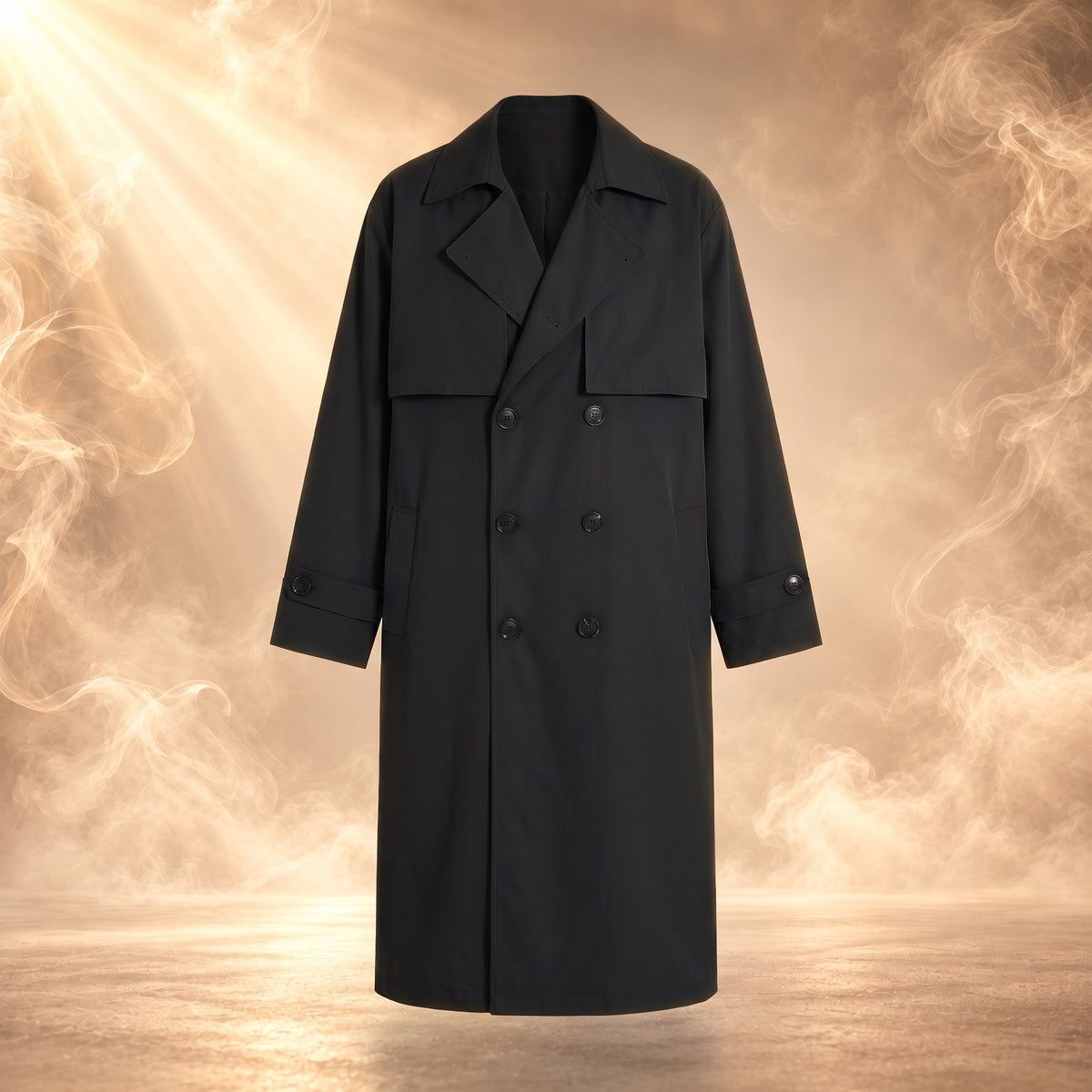 Filippo trench coat, Black, front