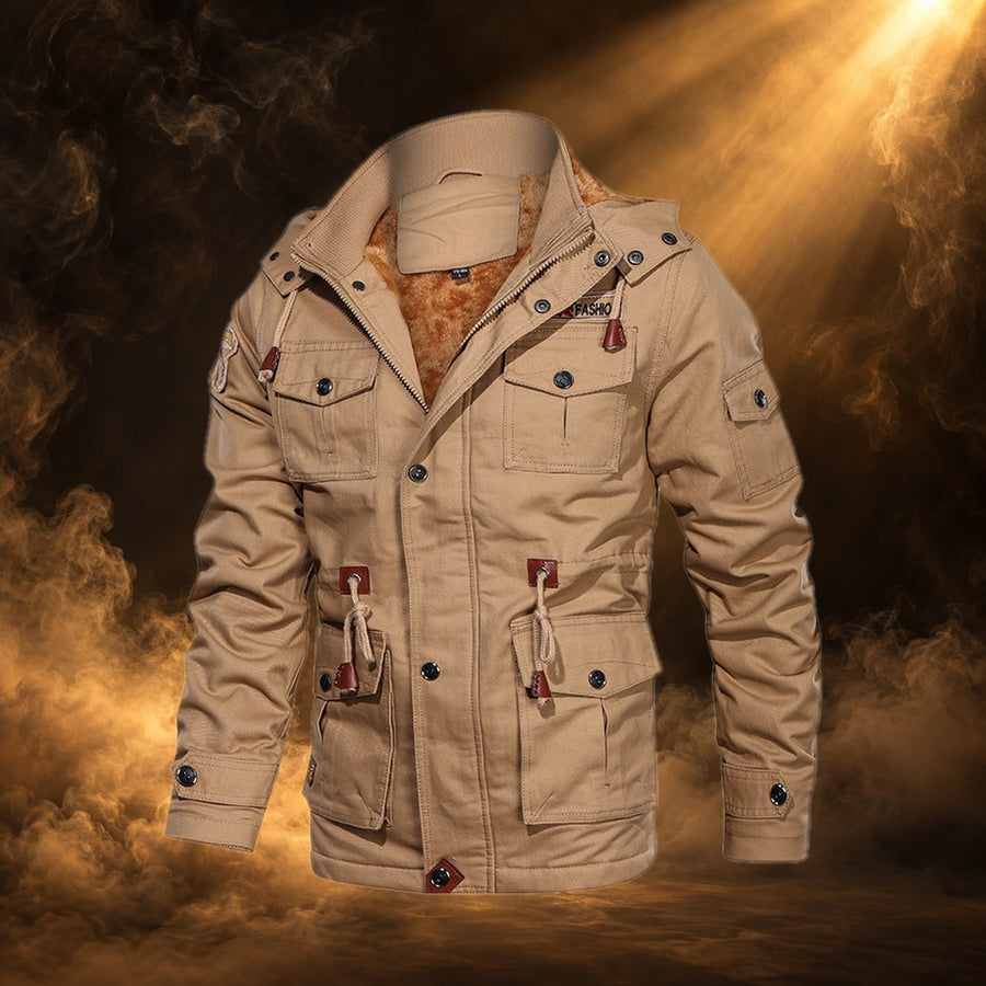 Romeo Fleece-Lined Hooded Cotton Military Jacket for Men