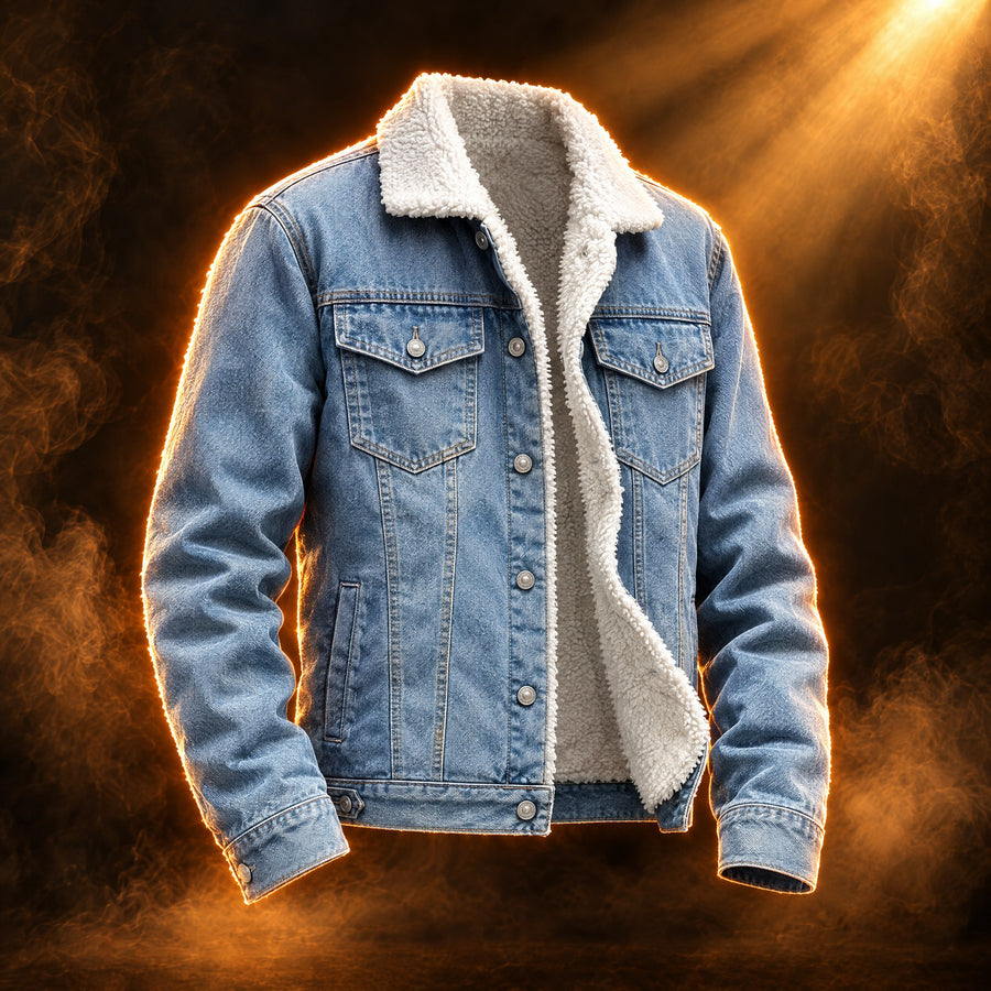 Bruno Sherpa Lined Denim Trucker Jacket for Men