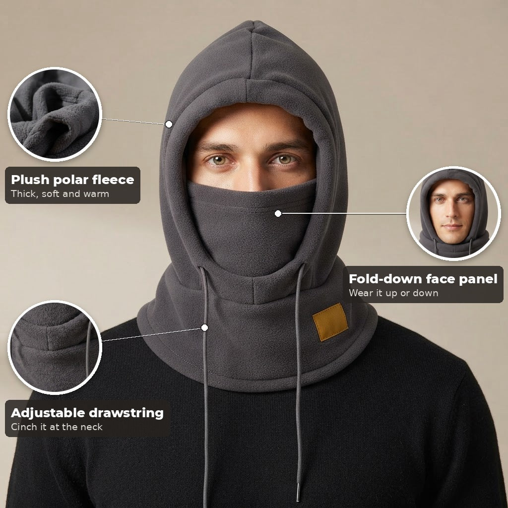 Olindo Fleece Balaclava Hood with Drawstring for Women and Men - key features