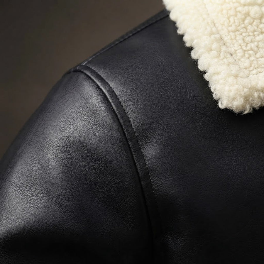 Emanuele Sherpa Lined Leather Aviator Jacket for Men