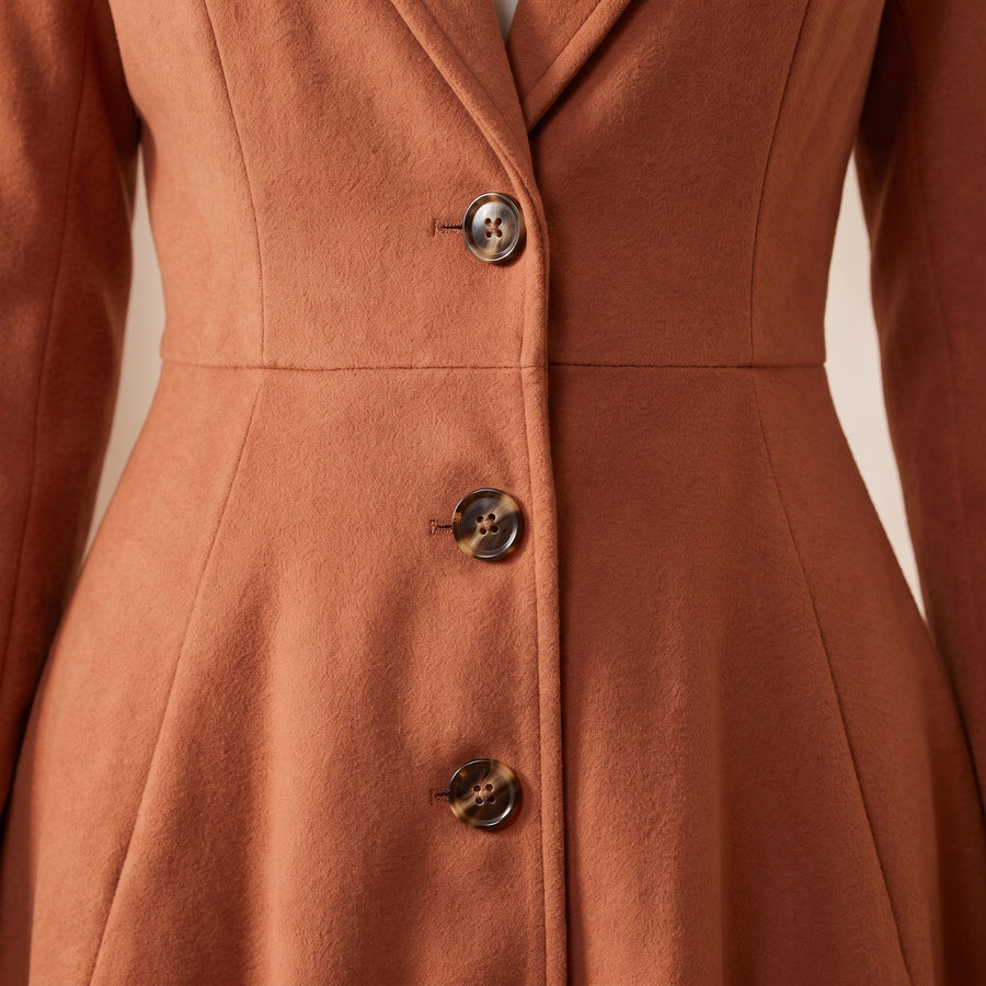 Fiorella Single-Breasted Flared Cotton Coat for Women