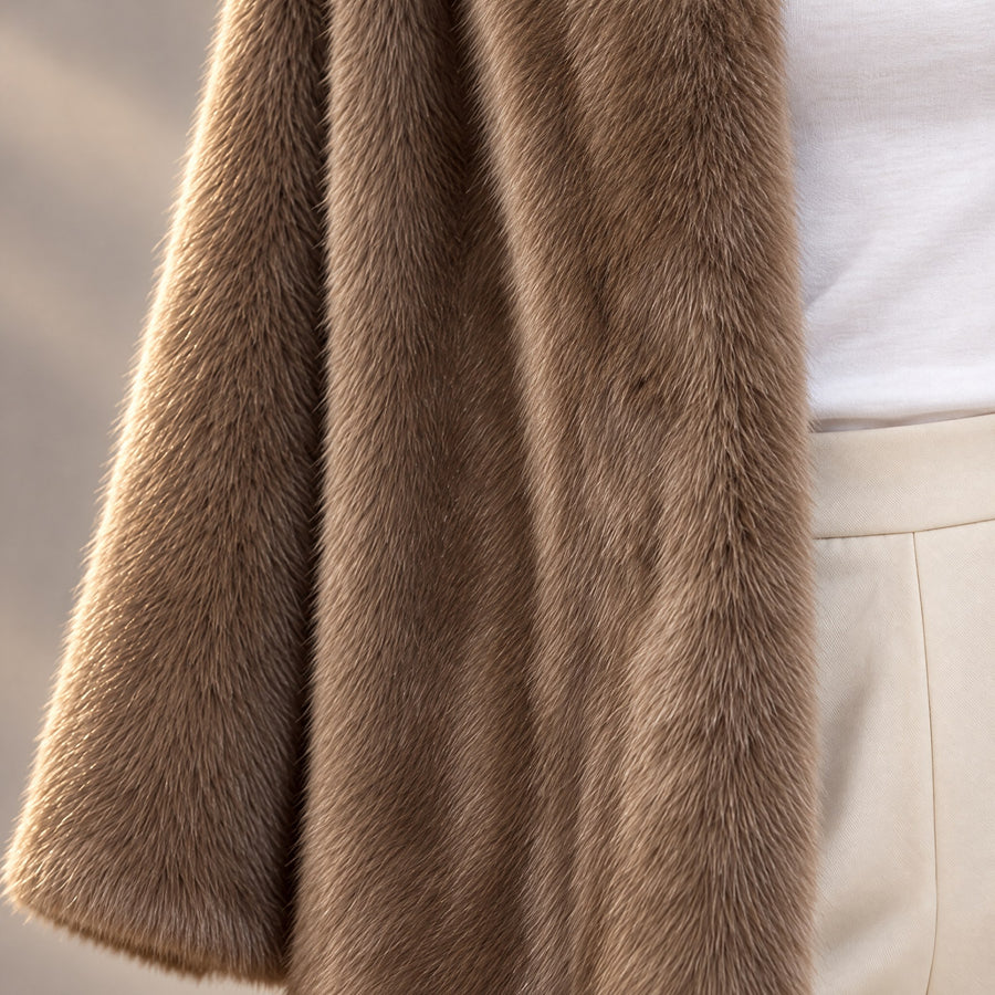 Camille Open Front Plush Fur Coat for Women