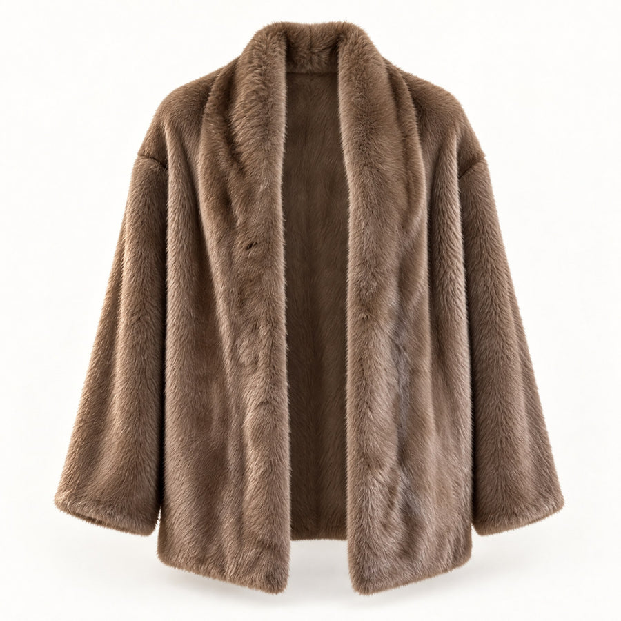 Camille Open Front Plush Fur Coat for Women