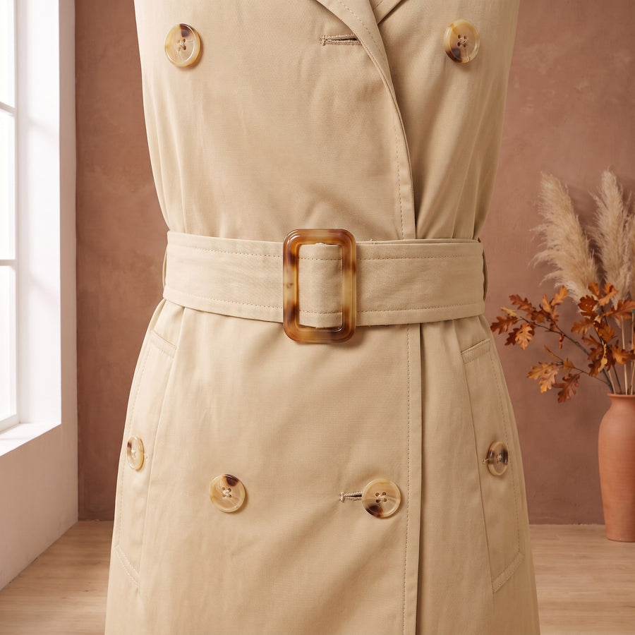 Carlotta Double-Breasted Cotton Trench Coat for Women