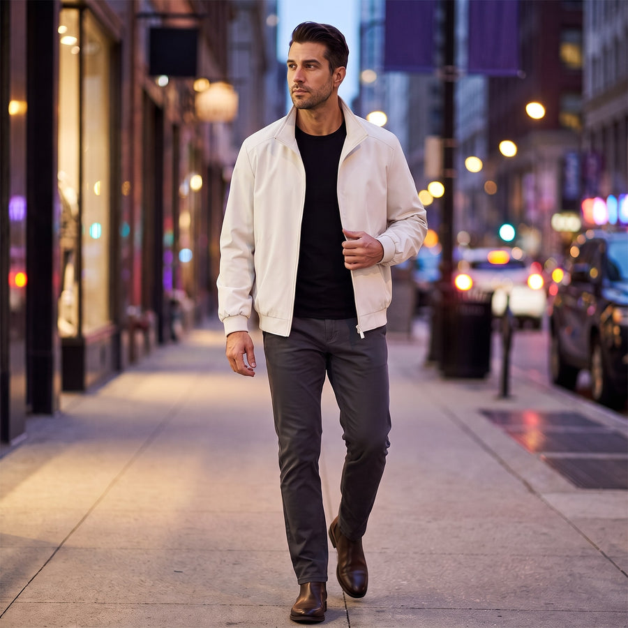 Ugo Lightweight Stand Collar Bomber Jacket for Men