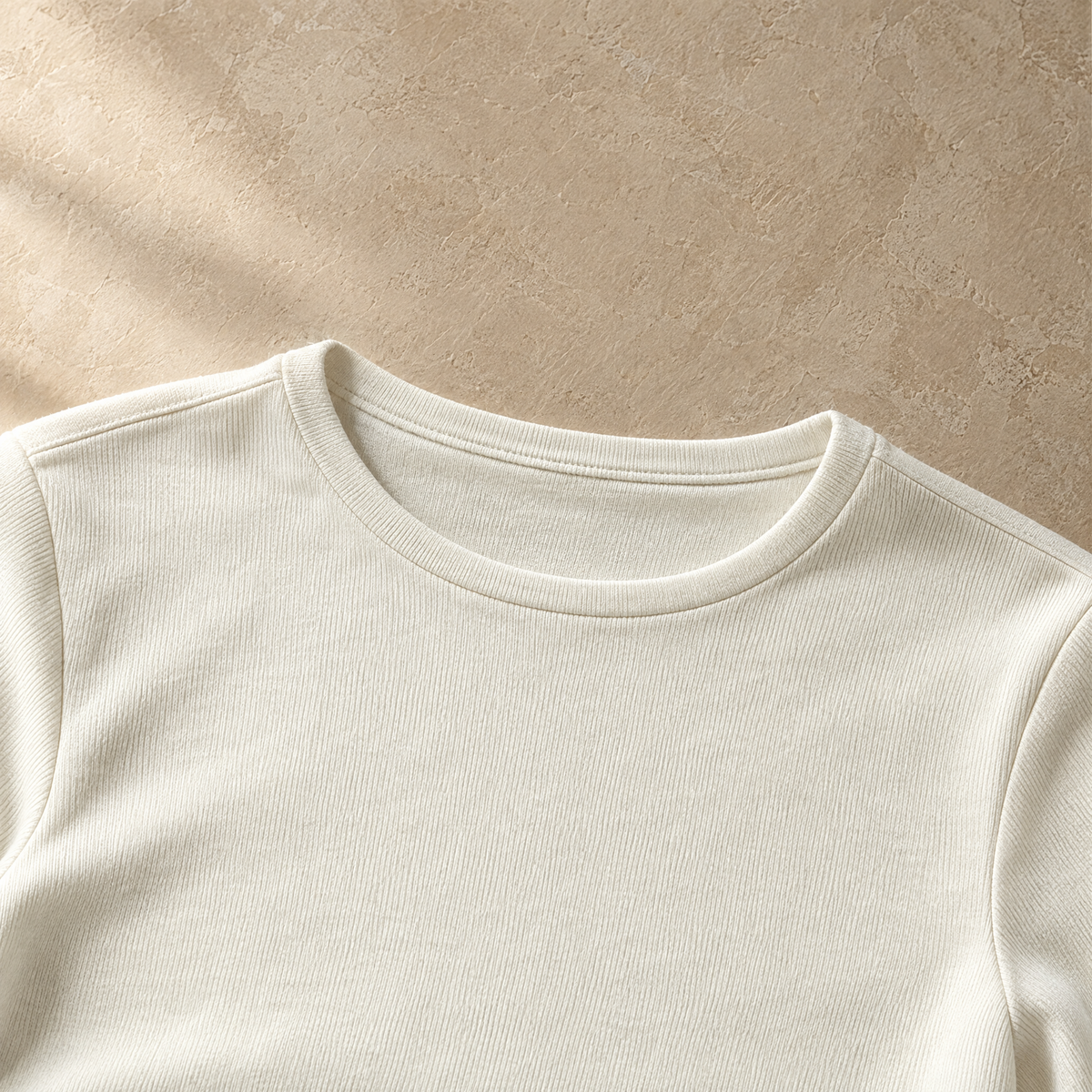 Chiara Brushed Knit Long Sleeve Crew Neck Base Layer Tee for Women - Narrow and close.