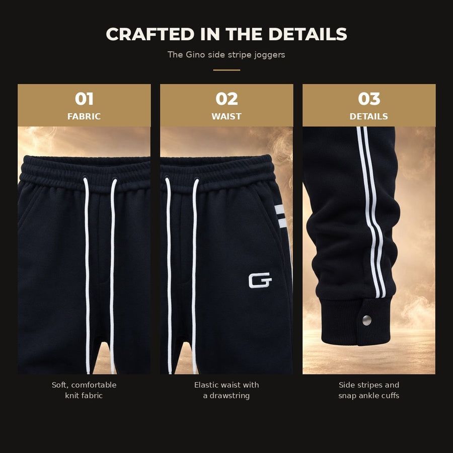 Gino Embroidered Side Stripe Jogger Pants for Men