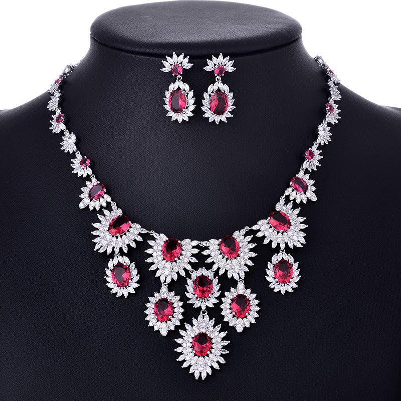 Graziella Cubic Zirconia Statement Necklace and Earrings Set for Women