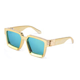 Gold Frame Blue Mirror Lens