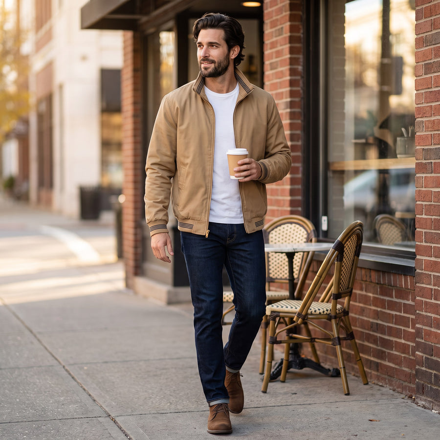 Fausto Fleece Lined Cotton Bomber Jacket for Men