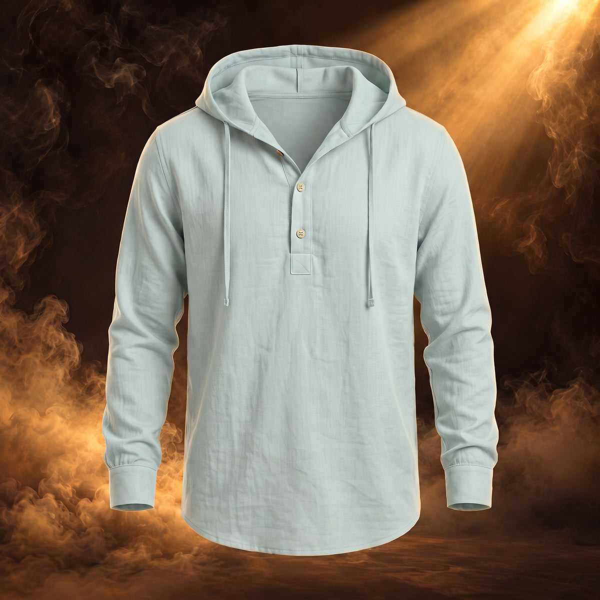 Dario hooded linen henley shirt, Gray, front