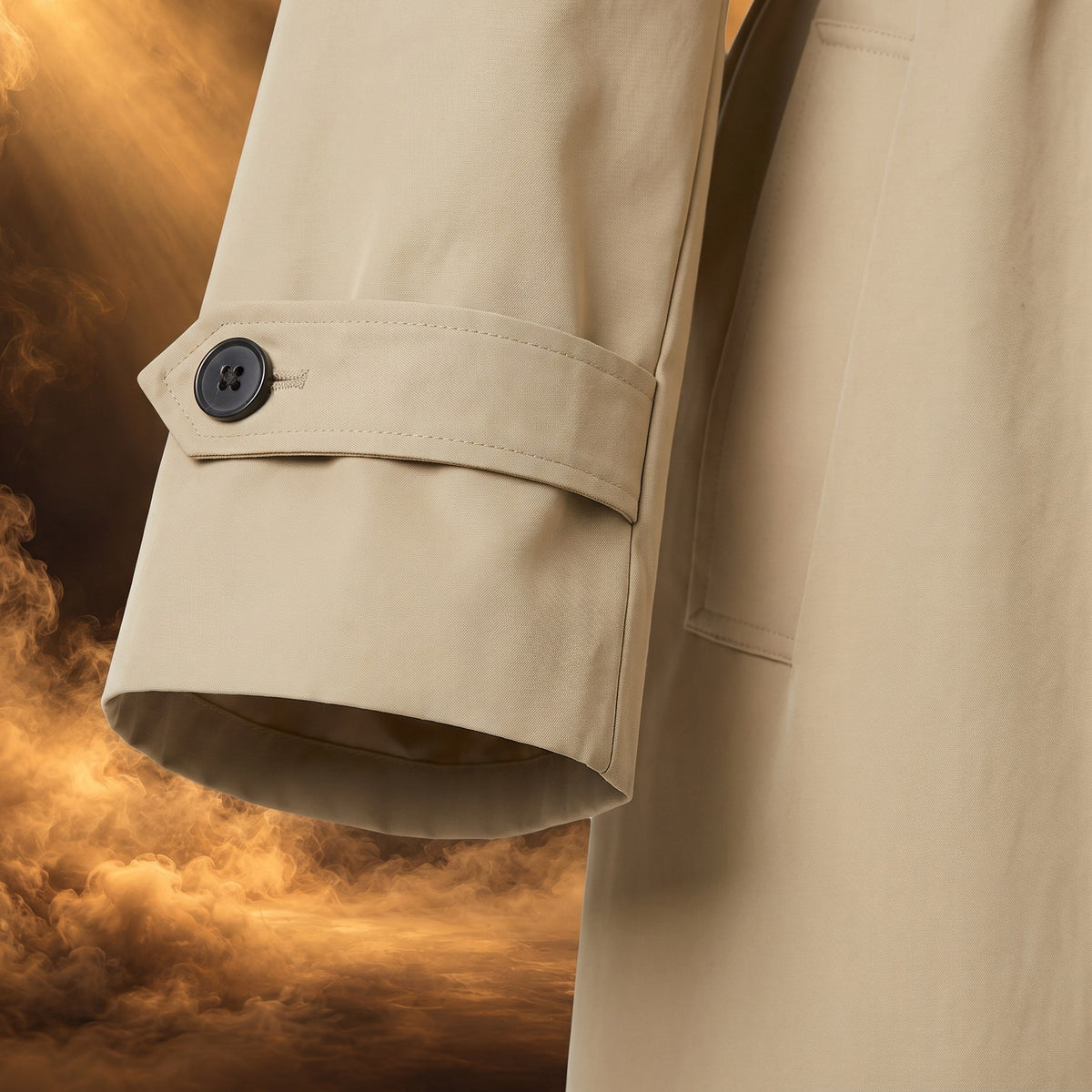 Filippo trench coat, Khaki, buttoned cuff strap close-up