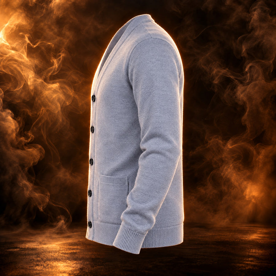 Edoardo V-Neck Button Front Knit Cardigan for Men